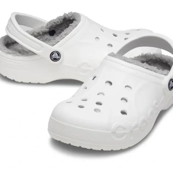 CROCS | Shoes | Never Worn White Crocs With Gray Fur Lining  display picture 3